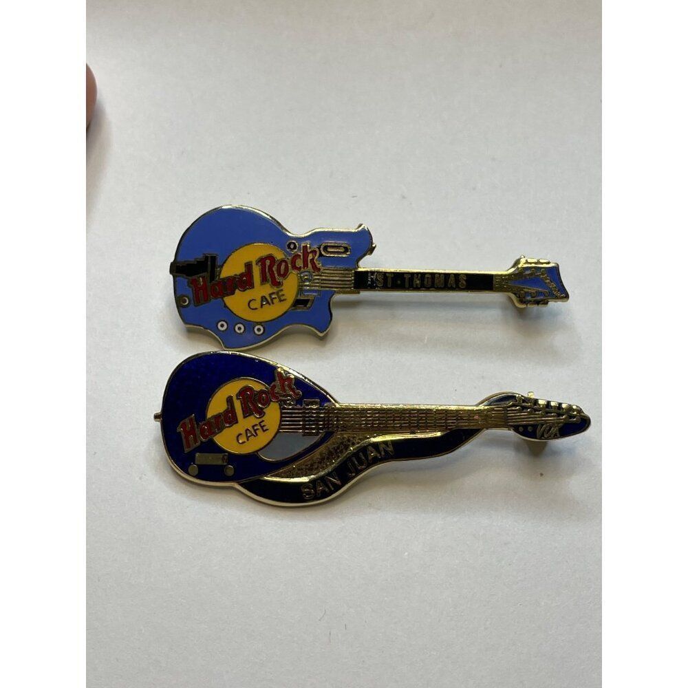 Hard Rock Cafe Guitar Pins Brooch St. Thomas & San Juan Collectible Set